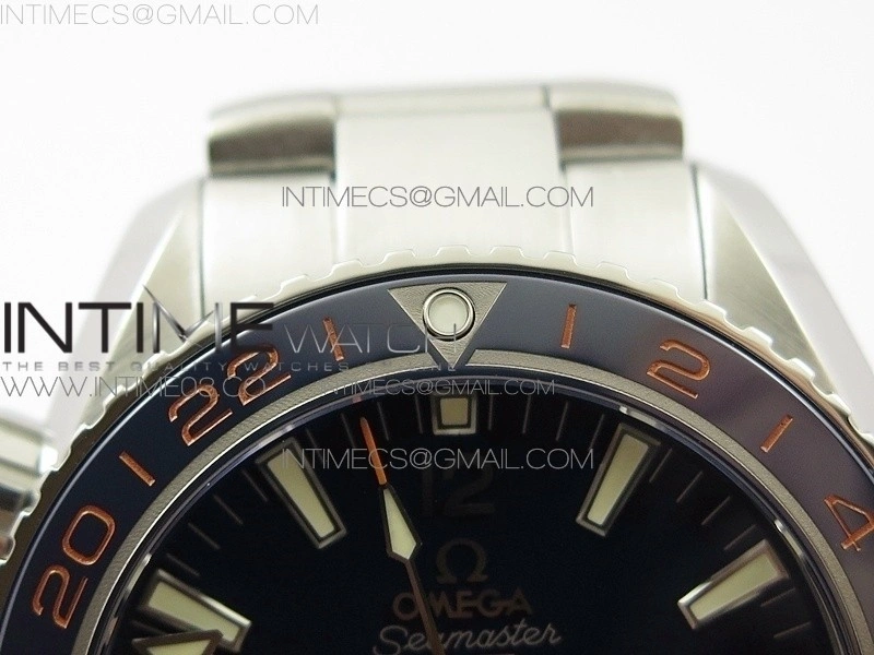 Planet Ocean 600M Co-Axial GMT 43.5mm VSF 1:1 Best Edition Blue Dial Blue Ceramic Bezel on SS Bracelet A8605 Super Clone
